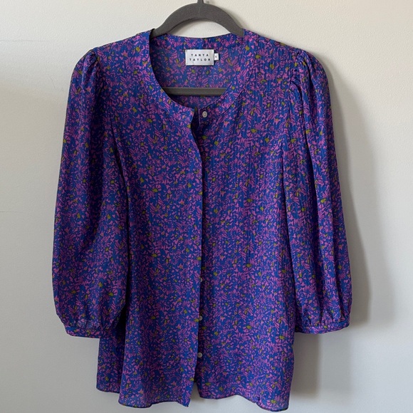 Tanya Taylor Tops - Tanya Taylor Silk Floral Blouse Size 6